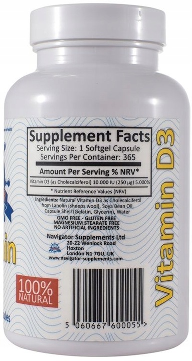 WITAMINA D3 10000IU Z LANOLINY 365kaps NA ROK