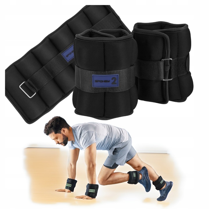 Obciążenia na rzep na przeguby nogi ręce ciężarki 2x 2kg neoprenowe