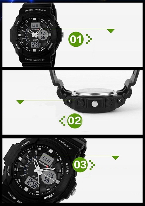 WOJSKOWY ZEGAREK DZIECIĘCY DLA CHŁOPCA S-SHOCK LED NOWY MODEL 2025 SENSORR