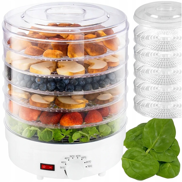 SUSZARKA SPOŻYWCZA DO GRZYBÓW OWOCÓW WARZYW REGULACJA 5 POZIOMÓW 500W