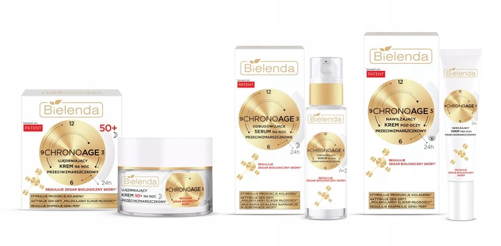 BIELENDA CHRONOAGE ZESTAW 50+ KREM NOC 50ml + SERUM 30ml + k/OCZY 15ml