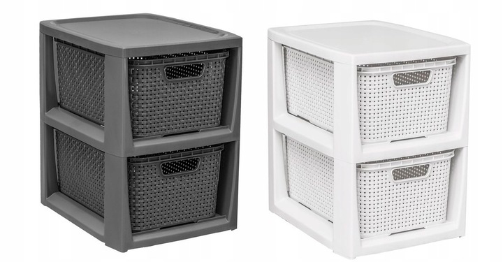 REGAŁ KOMODA STOJAK Z 2 KOSZAMI RATTAN BRANQ 1727A