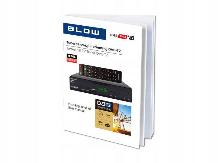 Tuner dekoder TV DVB-T DVB-T2 HDMI H.265