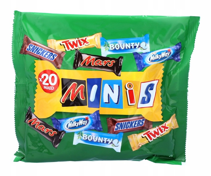 ZESTAW Mini batony Mars Snickers Bounty Twix Milky Way MINIS 400g DE