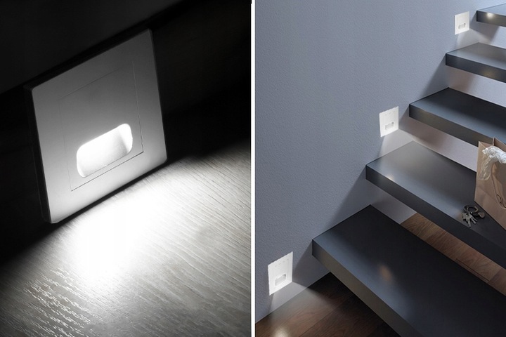 KWADRATOWA LAMPKA LED OŚWIETLENIE SCHODOWE OPRAWA LED NA SCHODY 230V