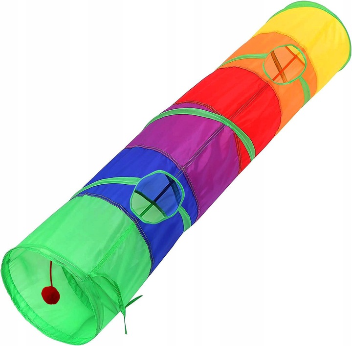DŁUGI TUNEL DLA KOTA KOTÓW ZABAWKA Z PIŁECZKĄ KRYJÓWKA DOMEK SKŁADANY 120cm