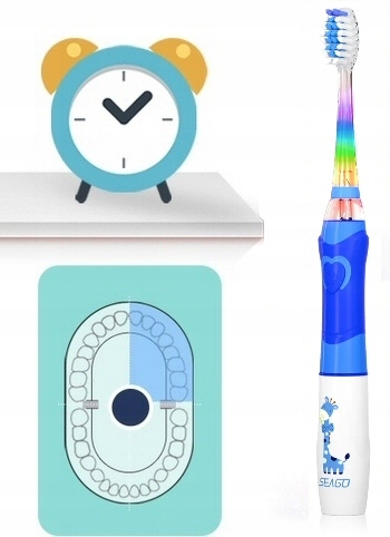 SONICZNA SZCZOTECZKA DO ZĘBÓW DLA DZIECI 3-12 LAT NIEBIESKA ŻYRAFKA SEAGO