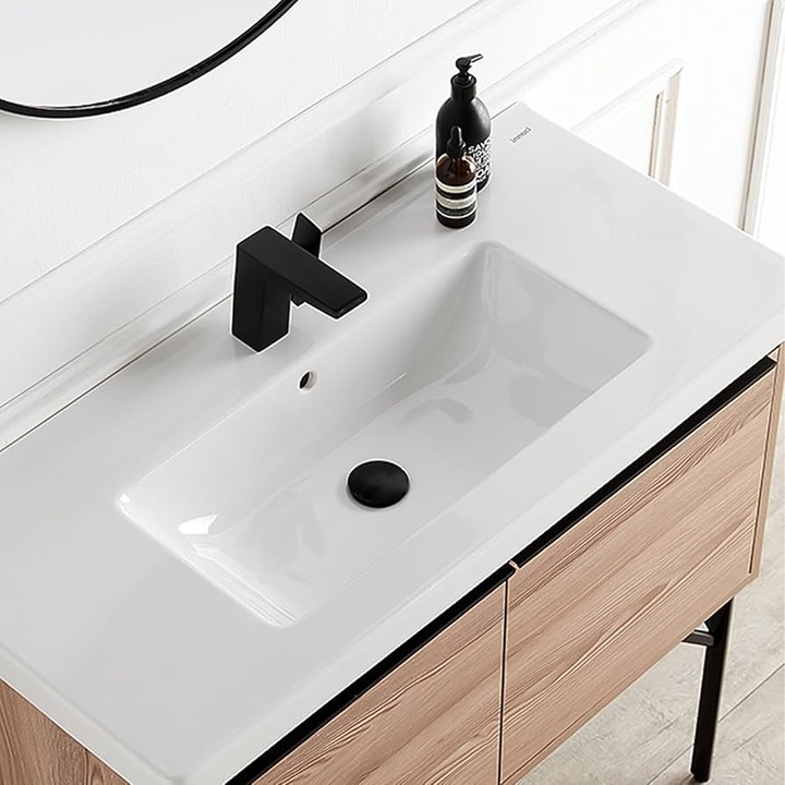 KOREK UMYWALKOWY KLIK-KLAK AUTOMAT BEZ PRZELEWU MOSIĘŻNY CZARNY SATYNOWY