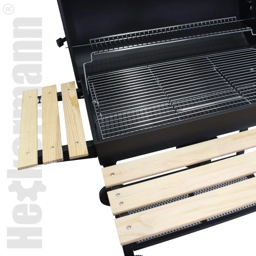 GRILL WĘGLOWY OGRODOWY 2 RUSZTY CHROMOWANE 2 PÓŁKI POPIELNIK TERMOMETR STAL