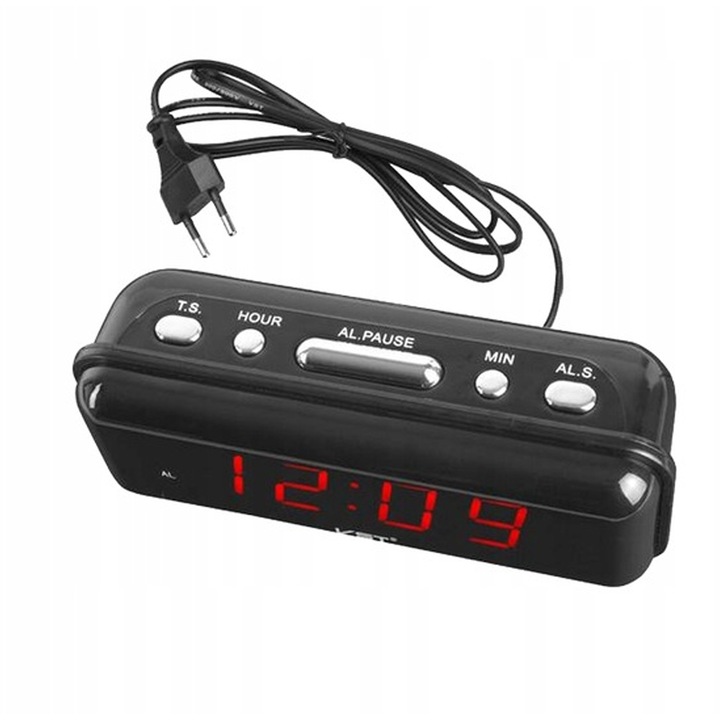 Budzik zegar elektroniczny cyfrowy LED 24h głośny alarm drzemka