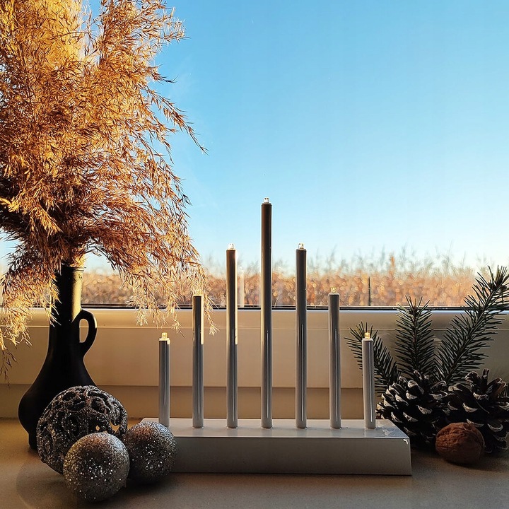 ŚWIECZNIK ADWENTOWY ŚWIĄTECZNY ŚWIECE DEKORACJA 7 led ŚWIĘTA LAMPKI