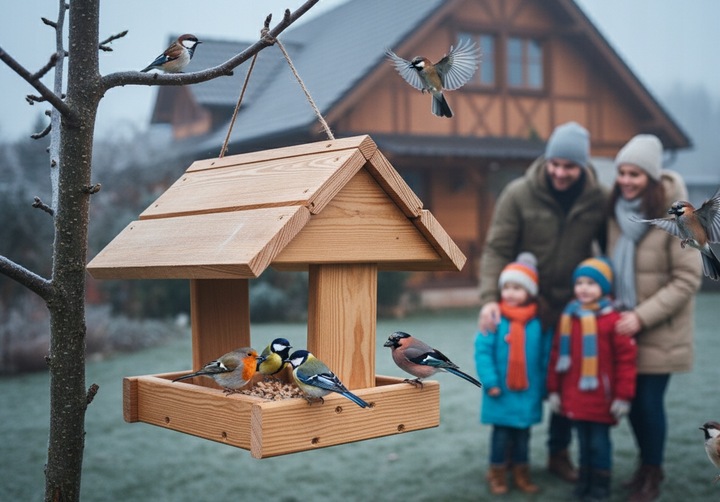 ECO Karmnik Dla Ptaków XXL+ DREWNIANY Solidny DIY Łatwy Montaż BUDKA