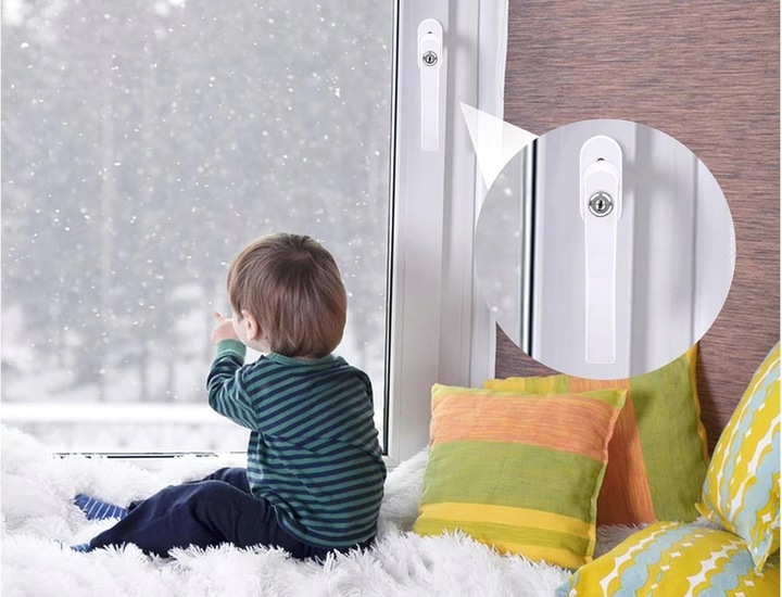 KLAMKA DO OKNA OKIENNA Z KLUCZYKIEM NA KLUCZ ZAMKIEM ZABEZPIECZENIEM