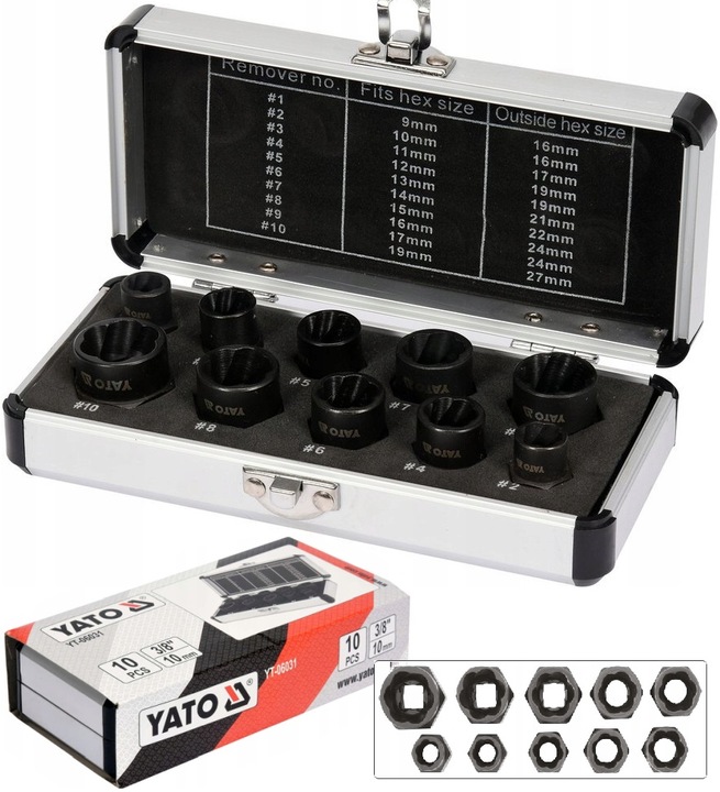 YATO WYKRĘTAKI DO ZERWANYCH URWANYCH USZKODZONYCH OBROBIONYCH ŚRUB 10SZT