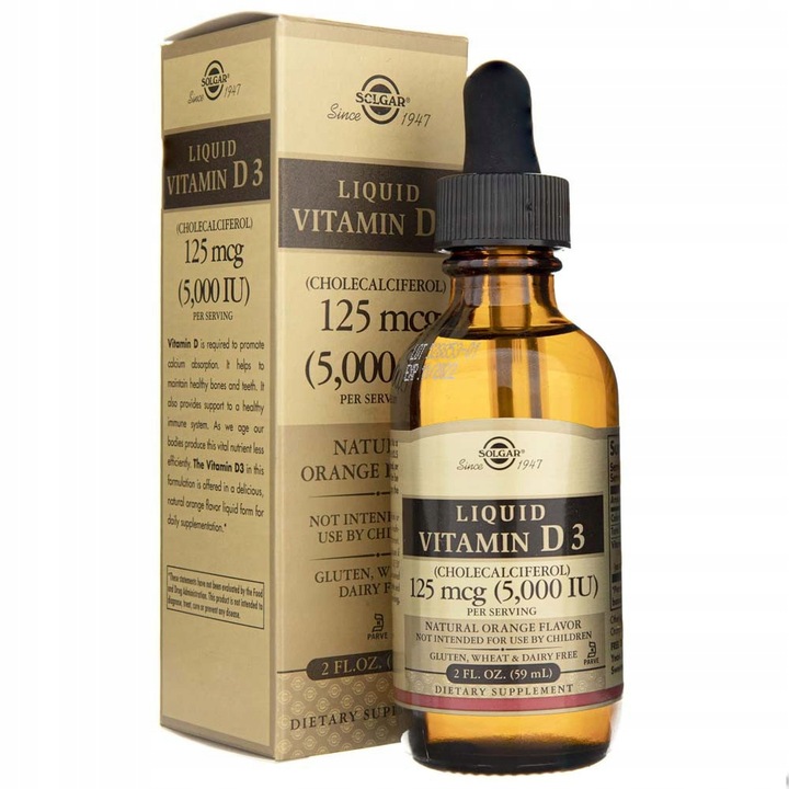 Solgar Witamina D3 5000 IU (125 µg) w płynie - 59 ml