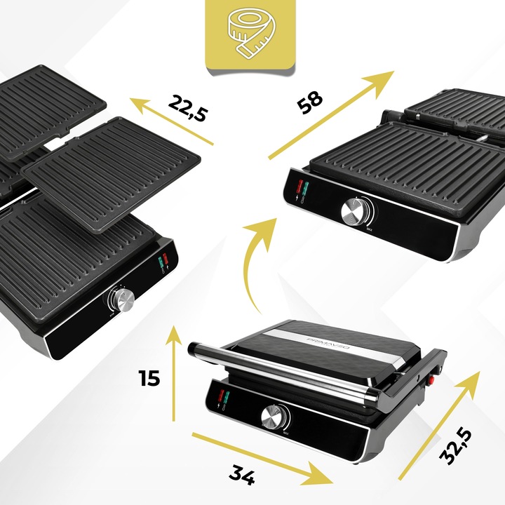 Grill Elektryczny Regulacja Temperatury Powłoka Non-Stick do Zmywarki