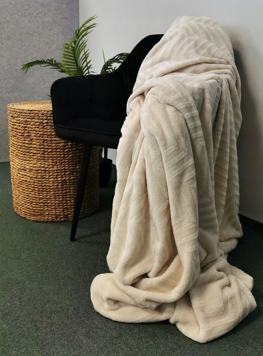 KOC GRUBY NARZUTA DWUSTRONNA CIEPŁA na PREZENT dla CÓRKI 200x220 CM BEŻOWY