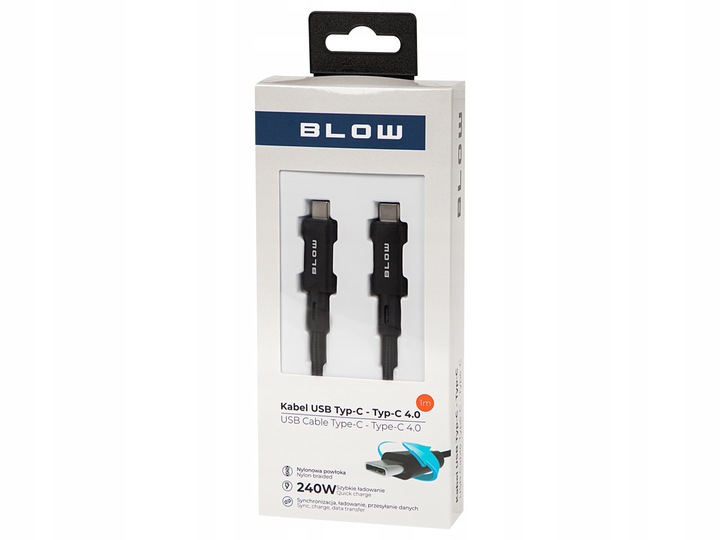 KABEL PRZEWÓD USB-C THUNDERBOLT QUICK CHARGE 240W 4K SZYBKIE ŁADOWANIE 1M