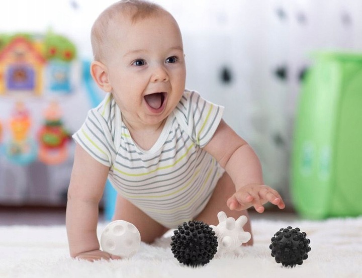 AKUKU Piłeczki SENSORYCZNE KONTRASTOWE CZARNO BIAŁE piłki SENSORKY od 0m+