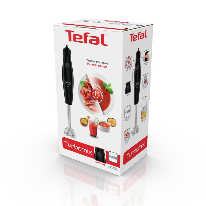 BLENDER RĘCZNY TEFAL TURBOMIX HB121838 CZARNY 350W, 2 ostrza