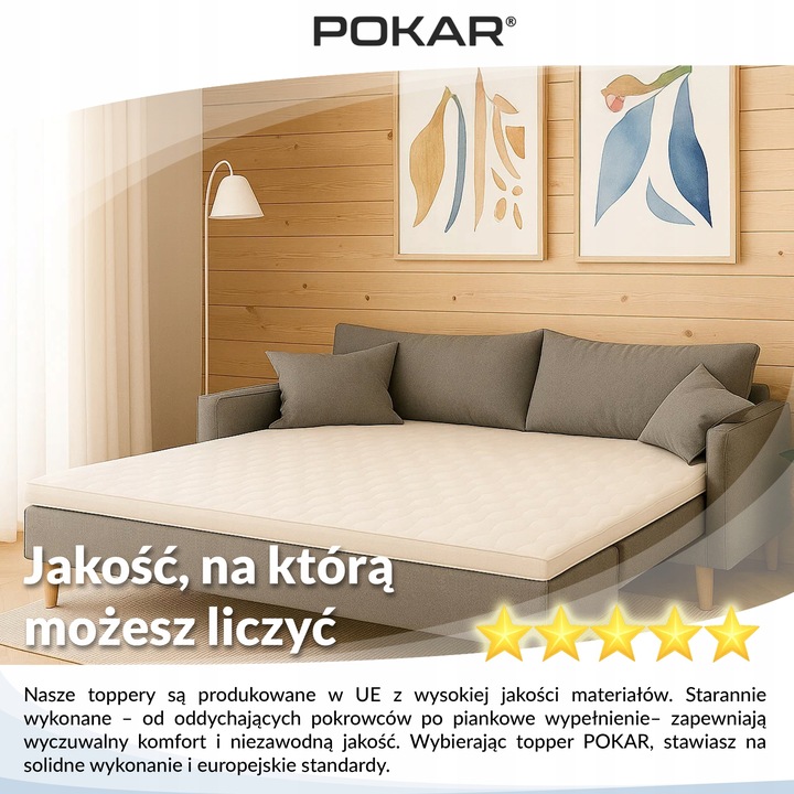 Materac nawierzchniowy nakładka topper H3 90x200x5cm