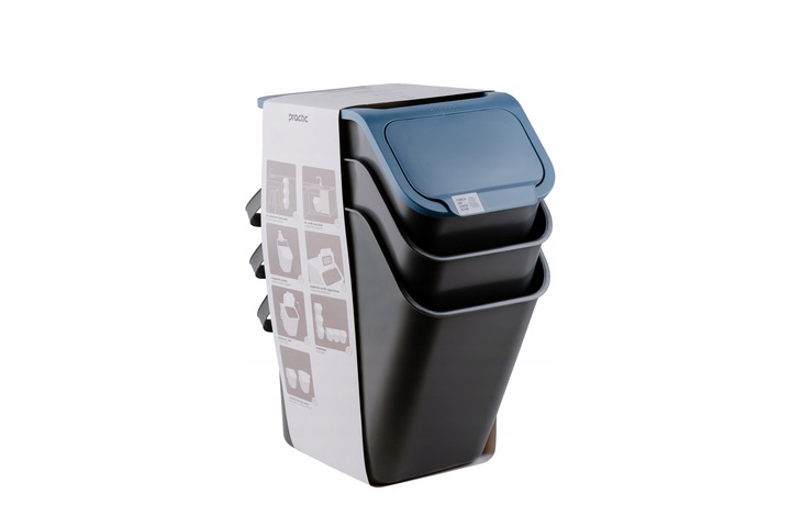 3X KOSZ NA ŚMIECI POJEMNIK DO SEGREGACJI ODPADÓW PAPIER PLASTIK SZKLO 25 L