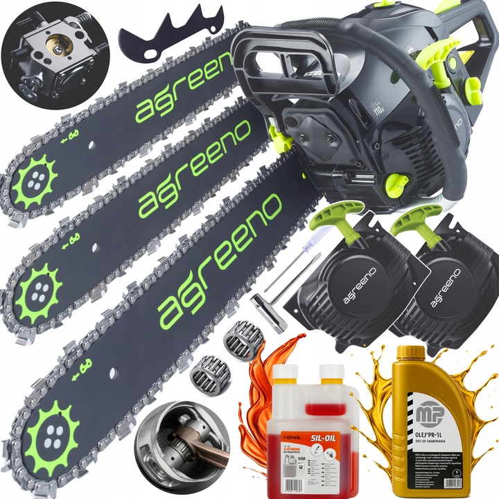 PIŁA SPALINOWA PILARKA ŁAŃCUCHOWA 5,7km 2x łańcuch prowadnica 2x Olej