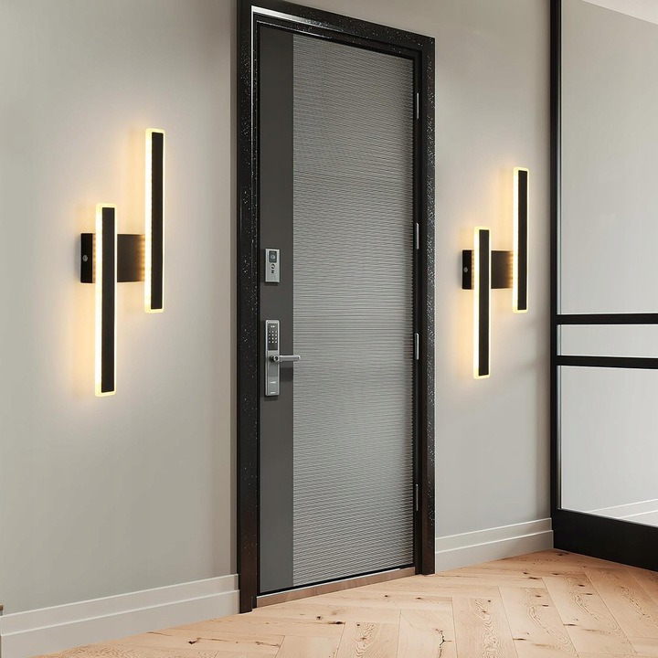 LAMPA SCIENNA KINKIET LED CZARNA NOWOCZESNA KORYTARZ DO SALONU 3000K