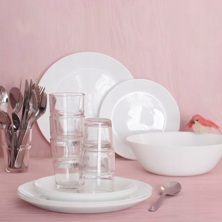 SERWIS OBIADOWY IKEA OFTAST 48 SZT TALERZE 12 OSÓB TALERZYKI MISKI MISECZKI