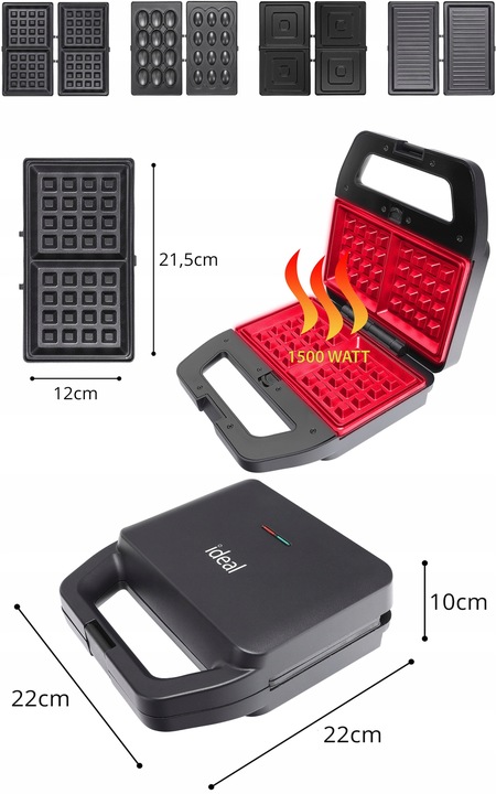 OPIEKACZ UNIWERSALNY 4w1 ORZESZKI TOSTY SANDWICH GOFRY GRILL MOCNY