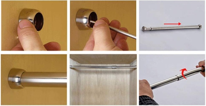 Drążek Rozporowy Prysznicowy Do Szafy Zasłon Teleskopowy Regulowany