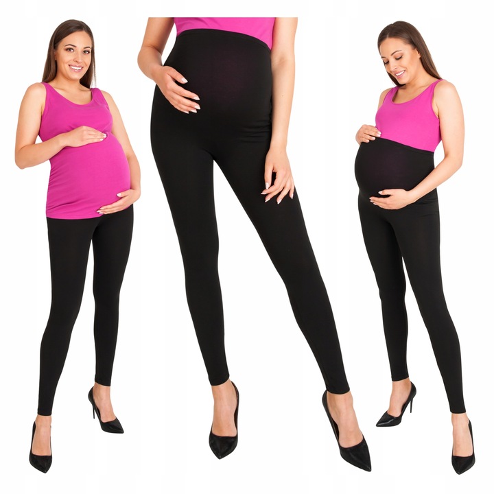 SPODNIE DAMSKIE CIĄŻOWE LEGGINSY BAWEŁNA CZARNE WYSOKI STAN LEGINSY XL