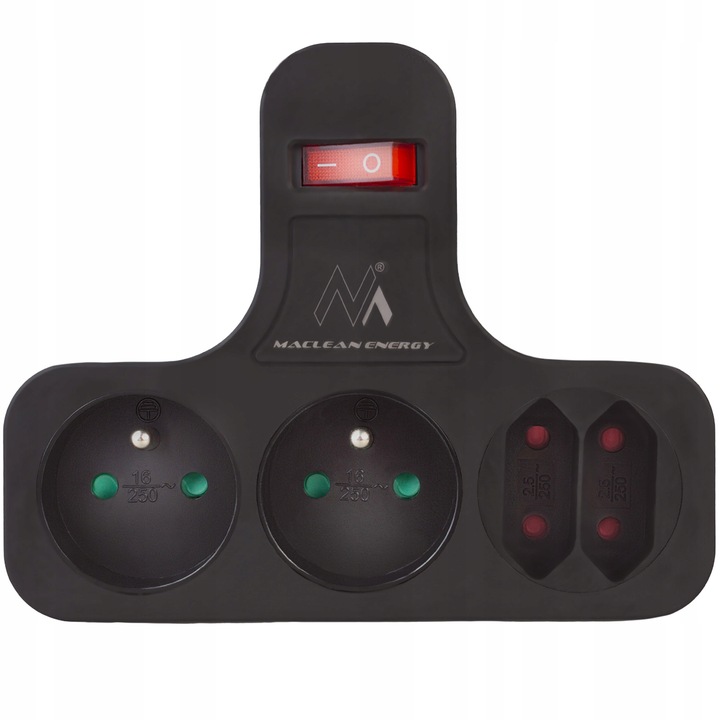 Gniazdko prądowe Maclean, Poczwórne z wyłącznikiem, Typu E, MCE224 E/B