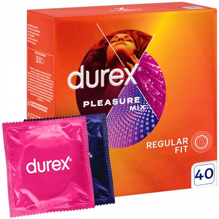 DUREX PLEASURE MIX 40 szt. 2 Różne Rodzaje Prezerwatywy Potęgujące Orgazm