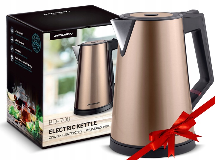 CZAJNIK ELEKTRYCZNY BEZPRZEWODOWY MODNY 1,7L BERDSEN 2200W