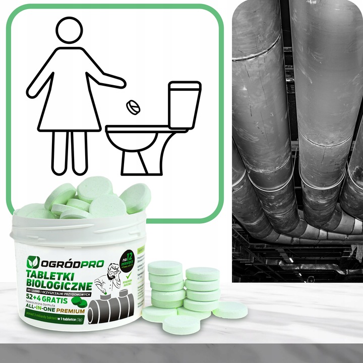 Tabletki Bakterie do szamba Oczyszczalni na Rok Tłuszcze All in One