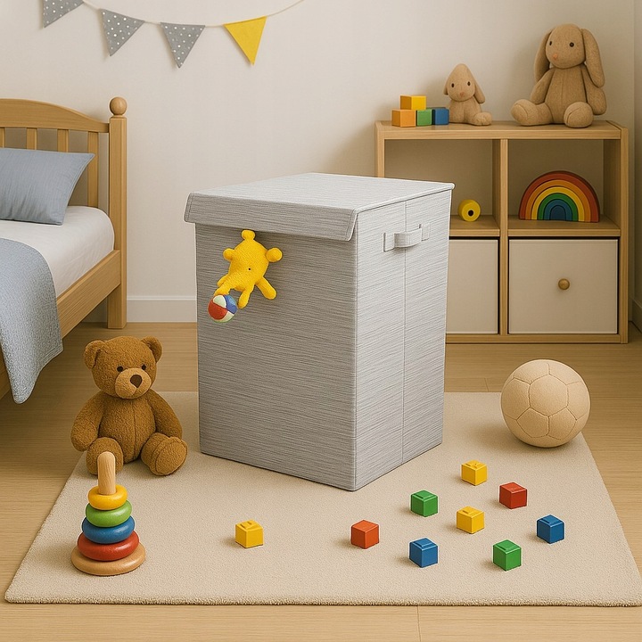 Kosz na pranie 74 l z pokrywą duży pojemnik na bieliznę przenośny