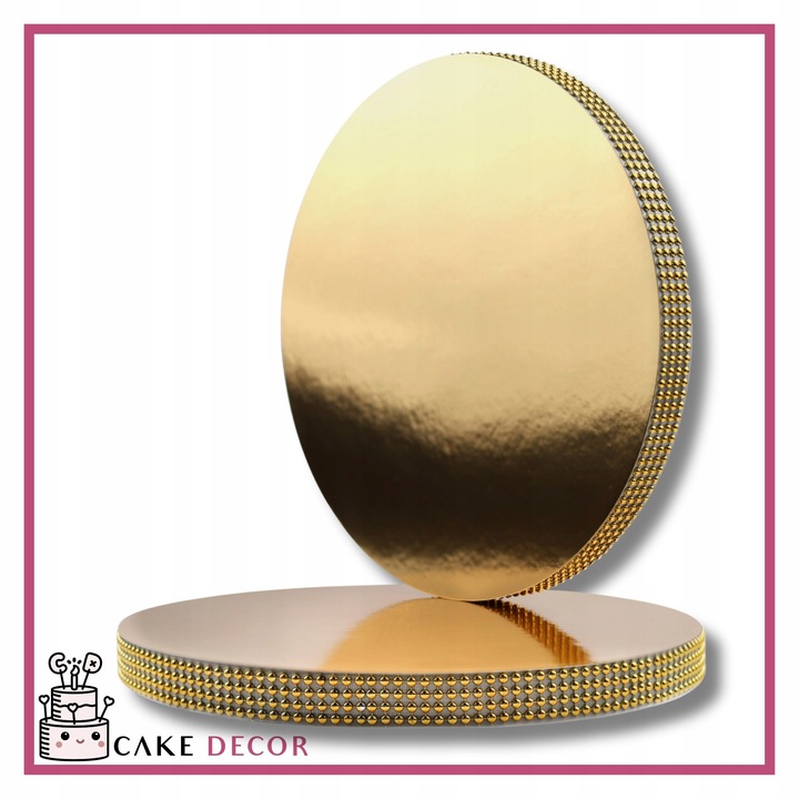 Podkład pod tort STYRODUR ZŁOTY 30 cm CEKINOWY BOK Gruby CakeDecor