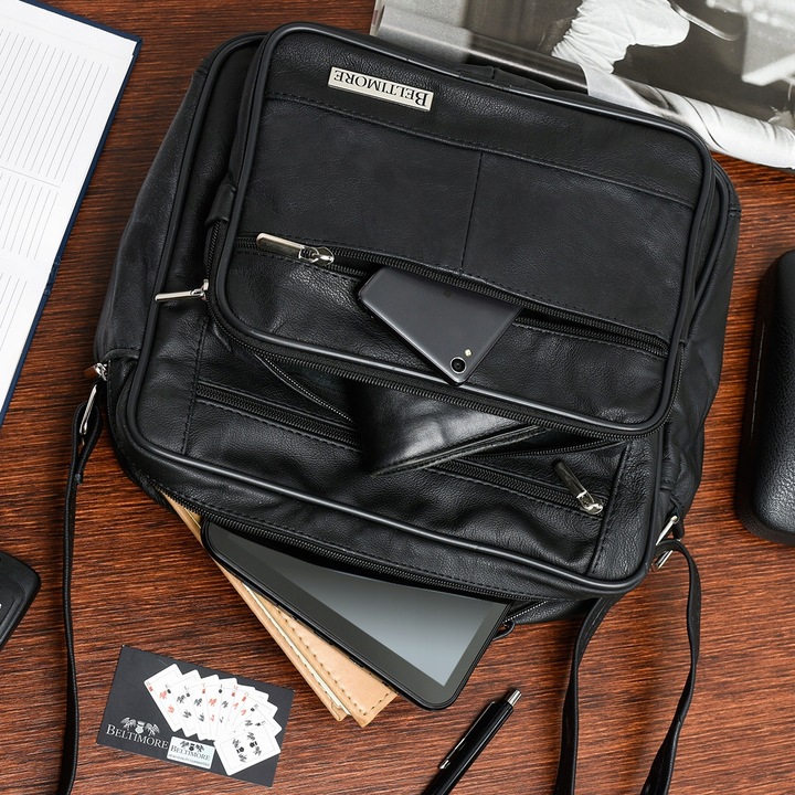 Torba męska skórzana do pracy skóra Beltimore klasyczna pojemna przez ramię