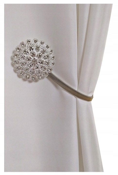 Spinka klamra z kryształkami na magnes do firan,zasłon x2