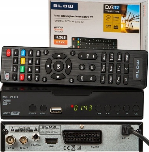 DEKODER TUNER CYFROWY TELEWIZJI NAZIEMNEJ DVB-T2 H.265 USB TIMESHIFT PVR
