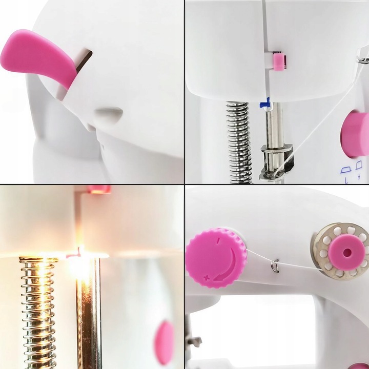 PRAWDZIWA MASZYNA DO SZYCIA DLA DZIECI + IGŁA NICI Z OSŁONĄ NA PALCE LAMPKA