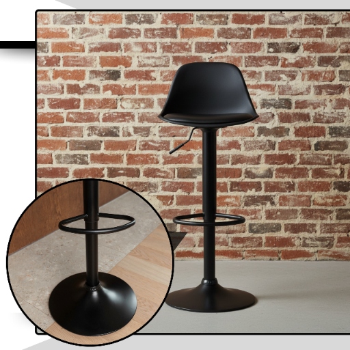 Hoker barowy plastikowy czarny obrotowy regulowany ekoskóra do wyspy