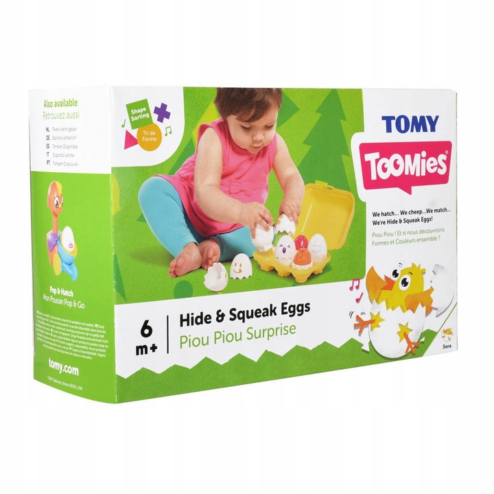 TOMY PISZCZĄCE JAJECZKA 6 jajek w pojemniku do sortowania 501T814