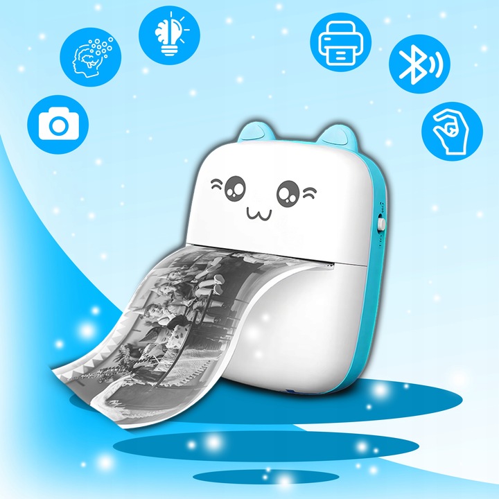 MINI DRUKARKA TERMICZNA DRUKUŚ ORYGINALNY PRZENOŚNA DO ZDJĘĆ KOTEK 11 ROLEK