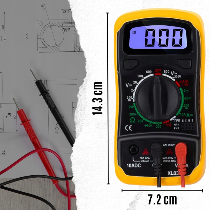 PROFESJONALNY MIERNIK PRĄDU DO MIERZENIA AMPEROMIERZ CYFROWY LCD UNIWERSALN