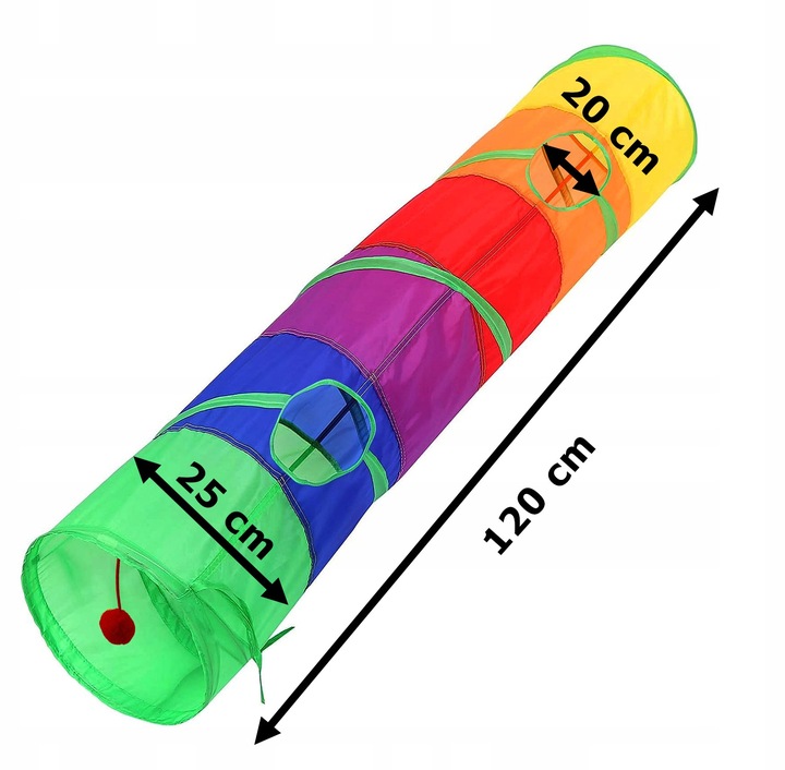 DŁUGI TUNEL DLA KOTA KOTÓW ZABAWKA Z PIŁECZKĄ KRYJÓWKA DOMEK SKŁADANY 120cm