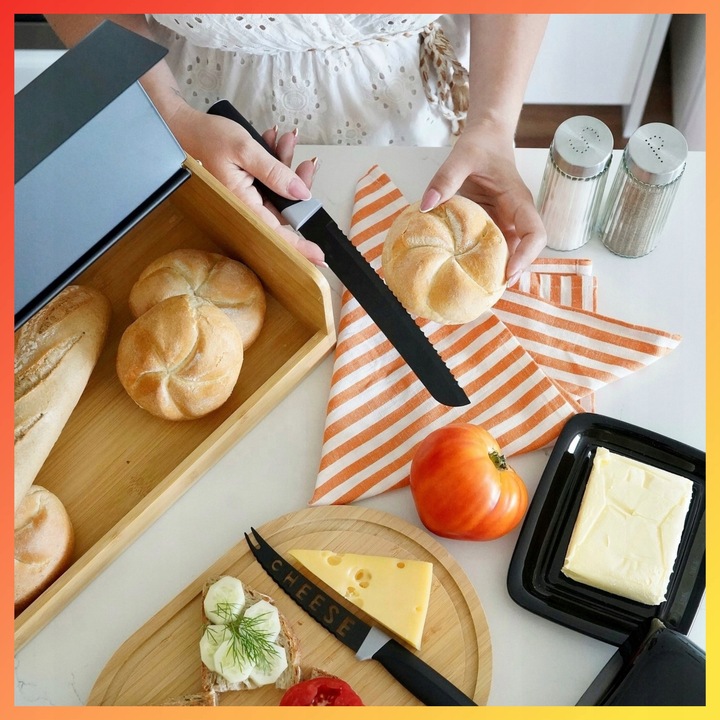 CHLEBAK NA PIECZYWO DREWNIANY POJEMNIK NA CHLEB CZARNY