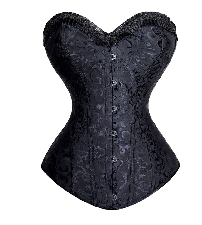 Gorset CZARNY wiązany MODELUJĄCY talię + stringi WYSZCZUPLAJĄCY brzuch M