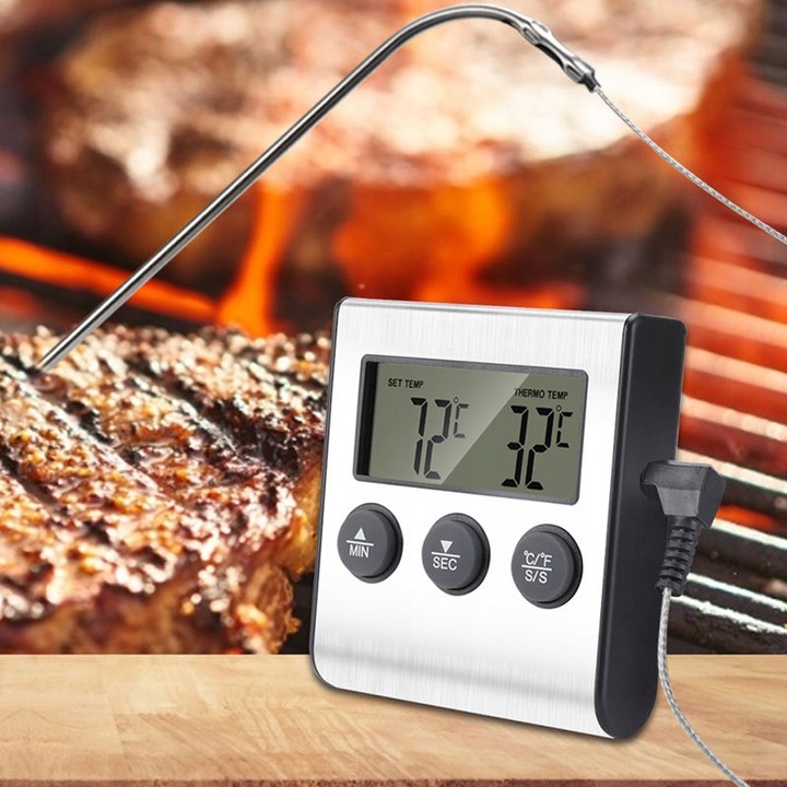 TERMOMETR DO PIEKARNIKA WĘDZARNI GRILL SONDA TIMER